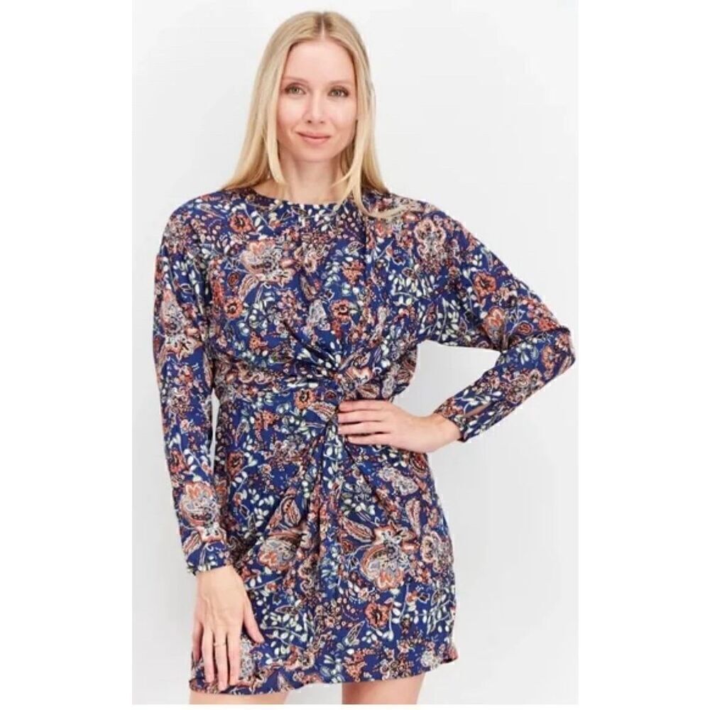 AQUA all over print side‎ knot mini dress size S